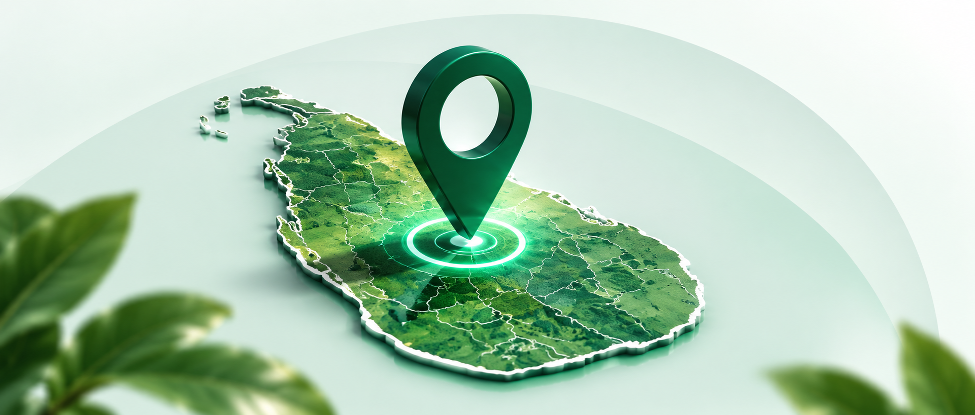 Map of Sri Lanka with a location pin